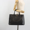PRADA Galleria Hand Bag Saffiano leather Black Gold Auth 194656V-24
