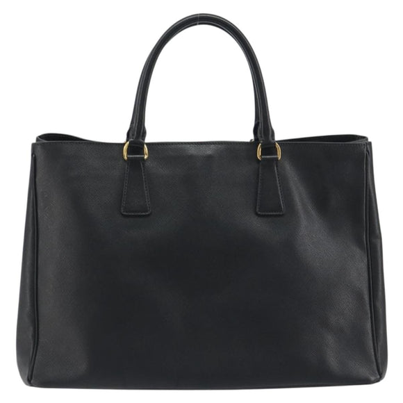 PRADA Galleria Hand Bag Saffiano leather Black Gold Auth 194656V