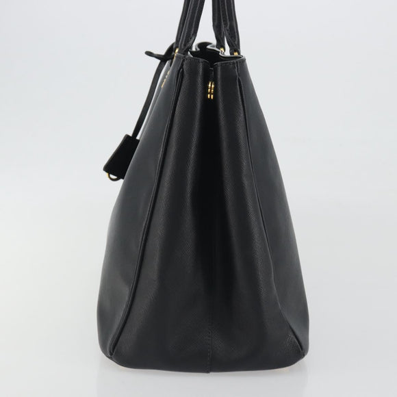 PRADA Galleria Hand Bag Saffiano leather Black Gold Auth 194656V