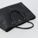 PRADA Galleria Hand Bag Saffiano leather Black Gold Auth 194656V-6