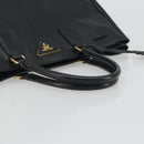 PRADA Galleria Hand Bag Saffiano leather Black Gold Auth 194656V-7