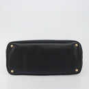 PRADA Galleria Hand Bag Saffiano leather Black Gold Auth 194656V-9