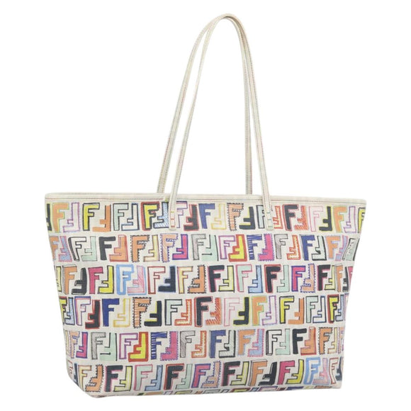 FENDI Zucca Canvas Tote Bag PVC Multicolor Gold Auth 194657V