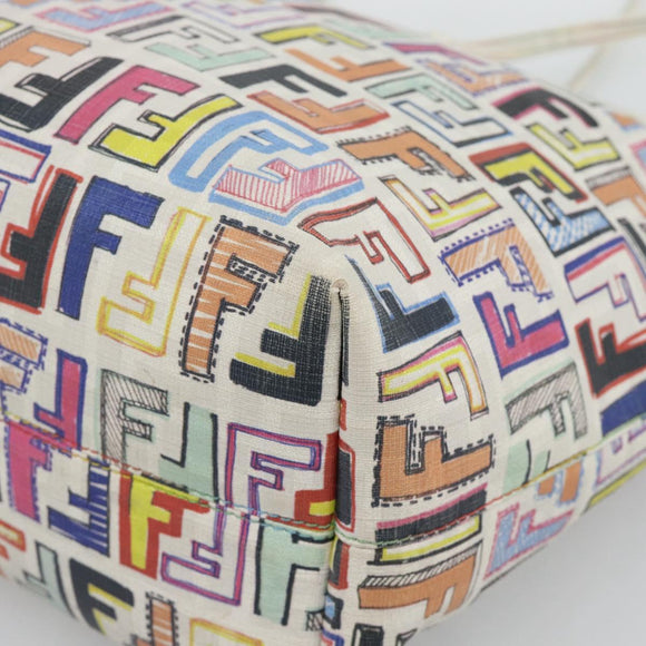 FENDI Zucca Canvas Tote Bag PVC Multicolor Gold Auth 194657V