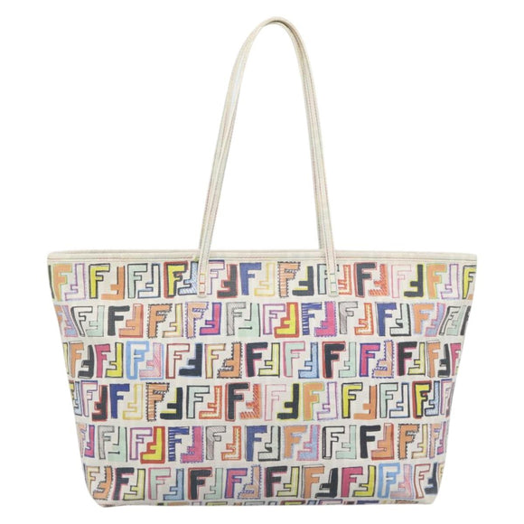 FENDI Zucca Canvas Tote Bag PVC Multicolor Gold Auth 194657V