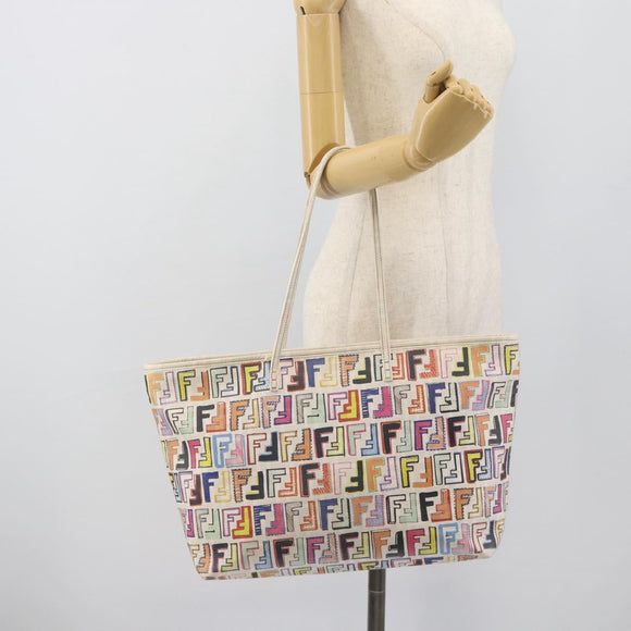 FENDI Zucca Canvas Tote Bag PVC Multicolor Gold Auth 194657V