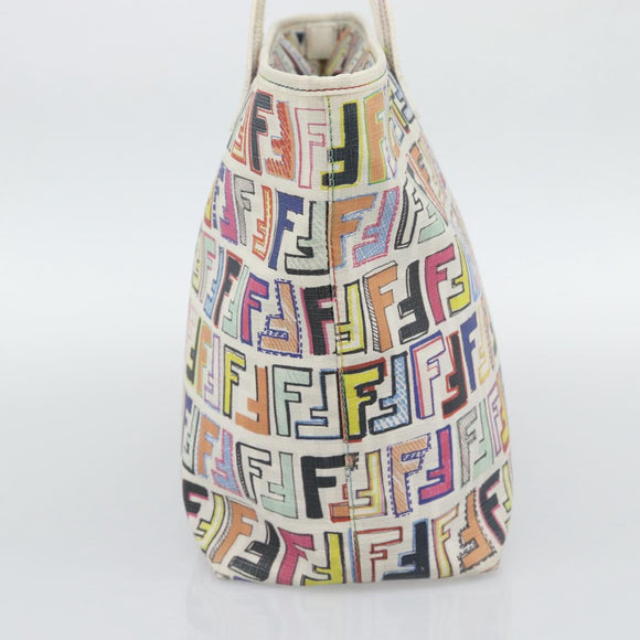 FENDI Zucca Canvas Tote Bag PVC Multicolor Gold Auth 194657V