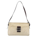 FENDI Zucca Canvas Mamma Baguette Shoulder Bag Ivory Silver Auth 194658-13