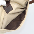 FENDI Zucca Canvas Mamma Baguette Shoulder Bag Ivory Silver Auth 194658-23
