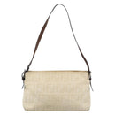 FENDI Zucca Canvas Mamma Baguette Shoulder Bag Ivory Silver Auth 194658-2