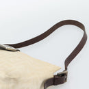FENDI Zucca Canvas Mamma Baguette Shoulder Bag Ivory Silver Auth 194658-14