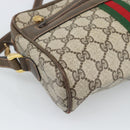 GUCCI GG Supreme Web Sherry Line Shoulder Bag PVC Beige Gold Auth 194659A-11