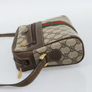 GUCCI GG Supreme Web Sherry Line Shoulder Bag PVC Beige Gold Auth 194659A-4