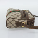 GUCCI GG Supreme Web Sherry Line Shoulder Bag PVC Beige Gold Auth 194659A-5