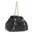 VERSACE Chain Shoulder Bag Leather H&M Collaboration Black Gold Auth 194660A-1