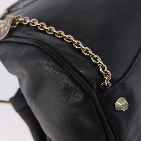 VERSACE Chain Shoulder Bag Leather H&M Collaboration Black Gold Auth 194660A