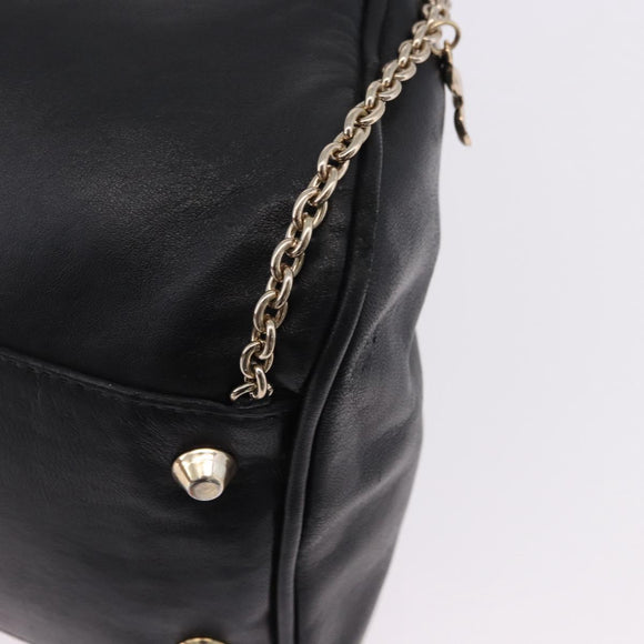 VERSACE Chain Shoulder Bag Leather H&M Collaboration Black Gold Auth 194660A