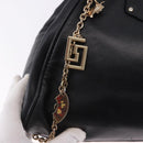 VERSACE Chain Shoulder Bag Leather H&M Collaboration Black Gold Auth 194660A-18