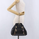 VERSACE Chain Shoulder Bag Leather H&M Collaboration Black Gold Auth 194660A-22