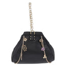 VERSACE Chain Shoulder Bag Leather H&M Collaboration Black Gold Auth 194660A-2
