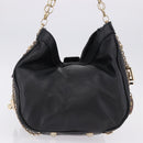VERSACE Chain Shoulder Bag Leather H&M Collaboration Black Gold Auth 194660A-3