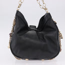 VERSACE Chain Shoulder Bag Leather H&M Collaboration Black Gold Auth 194660A-4