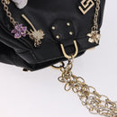VERSACE Chain Shoulder Bag Leather H&M Collaboration Black Gold Auth 194660A-6