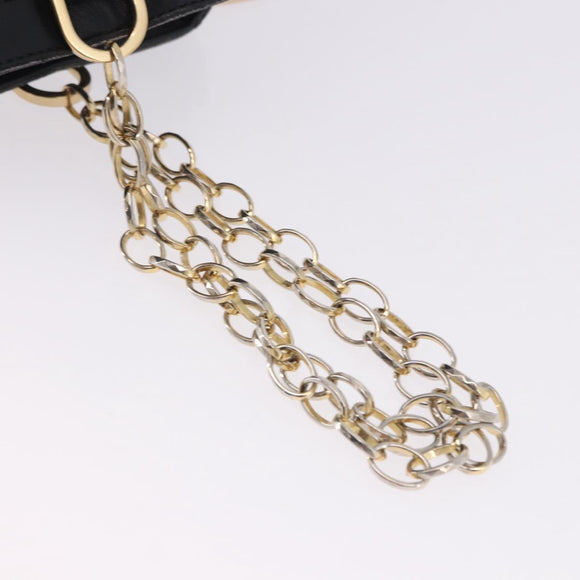 VERSACE Chain Shoulder Bag Leather H&M Collaboration Black Gold Auth 194660A