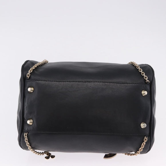 VERSACE Chain Shoulder Bag Leather H&M Collaboration Black Gold Auth 194660A