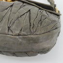 Miu Miu Matelasse Shoulder Bag Leather Gray Gold Auth 194661A-9