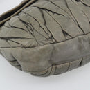 Miu Miu Matelasse Shoulder Bag Leather Gray Gold Auth 194661A-14