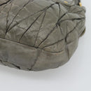 Miu Miu Matelasse Shoulder Bag Leather Gray Gold Auth 194661A-15