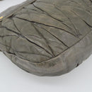 Miu Miu Matelasse Shoulder Bag Leather Gray Gold Auth 194661A-16