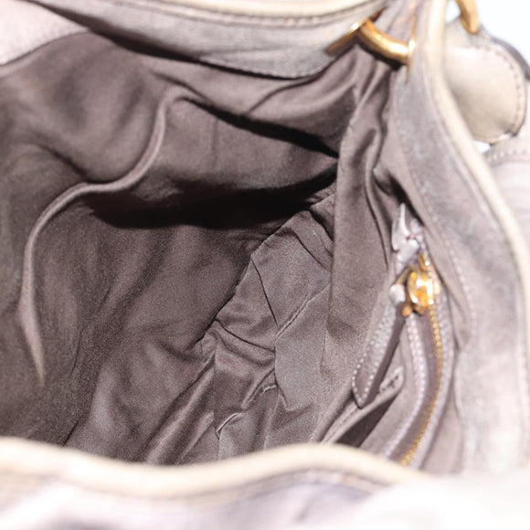 Miu Miu Matelasse Shoulder Bag Leather Gray Gold Auth 194661A