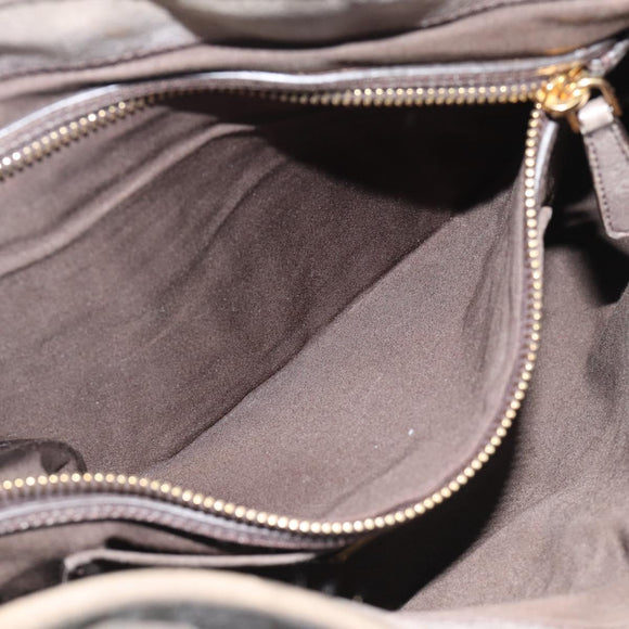 Miu Miu Matelasse Shoulder Bag Leather Gray Gold Auth 194661A