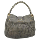 Miu Miu Matelasse Shoulder Bag Leather Gray Gold Auth 194661A-2