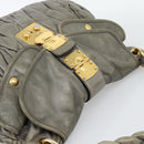 Miu Miu Matelasse Shoulder Bag Leather Gray Gold Auth 194661A-6