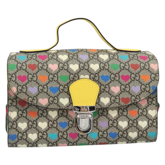 GUCCI GG Supreme Shoulder Bag PVC 2way Beige Silver 525515 Auth 194662M