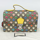 GUCCI GG Supreme Shoulder Bag PVC 2way Beige Silver 525515 Auth 194662M-22