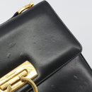 Salvatore Ferragamo Gancini Shoulder Bag Leather Black Gold Auth 194666-15