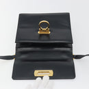 Salvatore Ferragamo Gancini Shoulder Bag Leather Black Gold Auth 194666-16