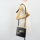 Salvatore Ferragamo Gancini Shoulder Bag Leather Black Gold Auth 194666-24