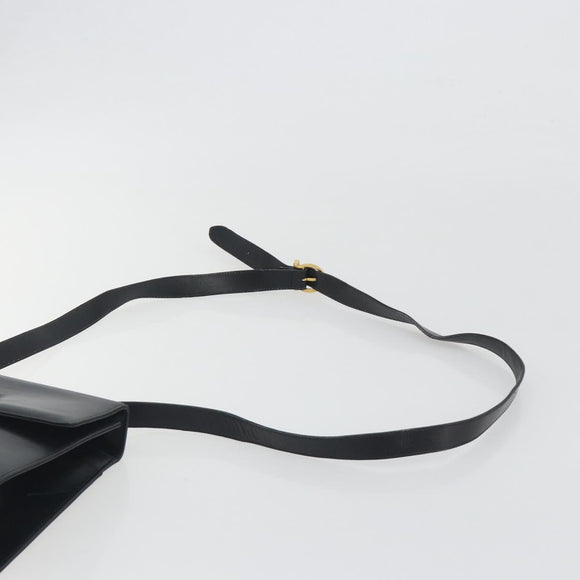 Salvatore Ferragamo Gancini Shoulder Bag Leather Black Gold Auth 194666