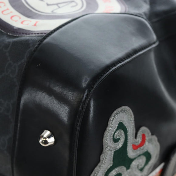 GUCCI GG Supreme Boston Bag PVC 2way Black Silver 474131 Auth 194667M