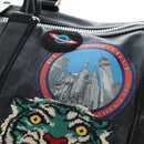 GUCCI GG Supreme Boston Bag PVC 2way Black Silver 474131 Auth 194667M-17