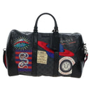GUCCI GG Supreme Boston Bag PVC 2way Black Silver 474131 Auth 194667M-2
