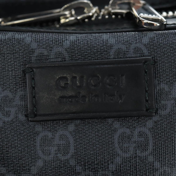 GUCCI GG Supreme Boston Bag PVC 2way Black Silver 474131 Auth 194667M