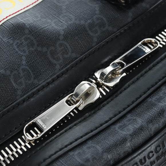 GUCCI GG Supreme Boston Bag PVC 2way Black Silver 474131 Auth 194667M