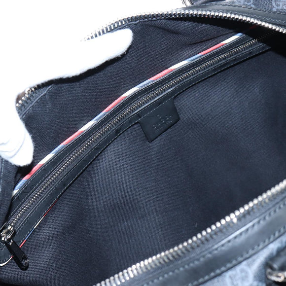 GUCCI GG Supreme Boston Bag PVC 2way Black Silver 474131 Auth 194667M