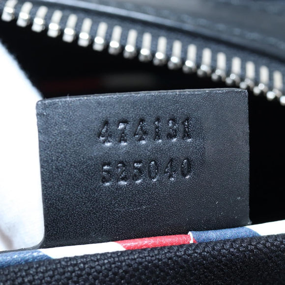 GUCCI GG Supreme Boston Bag PVC 2way Black Silver 474131 Auth 194667M